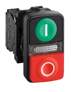Головка кнопки двойной ZB5, зеленая "I" START и красная "O" STOP, c подсветкой, IP66/69/69K фото